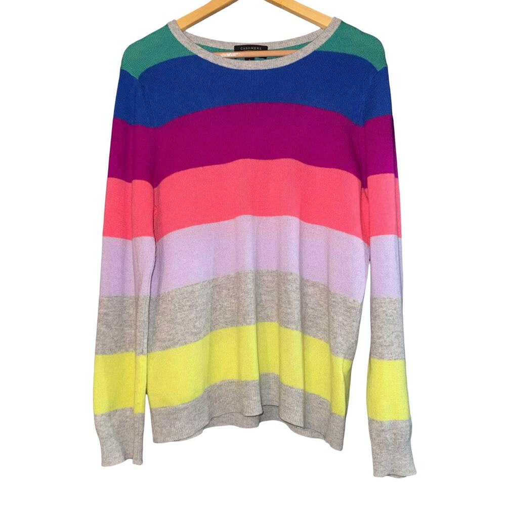 Charter Club Cashmere Rainbow Sweater Women's Large Lightweight Soft Beach Cozy